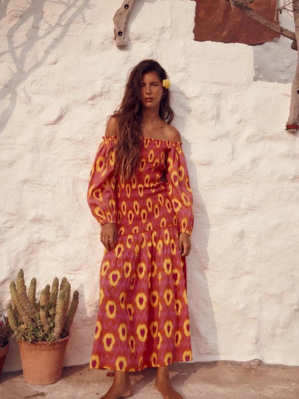 ZARA Off-Shoulder Boho Maxi Dress
